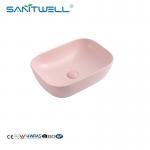 2023 Chaozhou Factory Above Counter basin Pink Color Ceramic Basin Wall Mounted Sink for sale