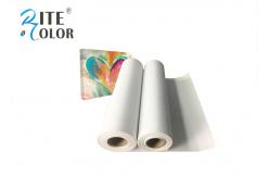 China Glossy Inkjet Cotton Canvas Roll , 400gsm White Silky Digital Printing Canvas supplier