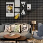 Black Grid 3D Adhesive Wallpaper 3D Wall Stickers Waterproof For Kitchen Bathroom for sale