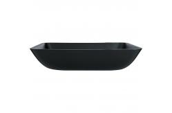 China Frosted Crystal Stone Bathroom Wash Basins Rectangular Black Matte Vessel Sink supplier