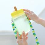 300ml Plastic Cute Water Bottle Multicolor With Straw