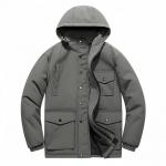 Stay Cozy and Organized with Winter Big Pockets Jacket in Gray-green/Black/Light Brown for sale