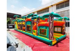 China Long Palm Tree Bouncy Castle Inflatable Obstacle Course 13.2X4.7X3 M supplier