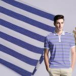 Moisture Wicking Cotton Pique Fabric Breathable Stretch Striped Lycra Texture for sale
