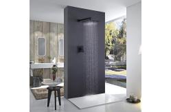 China Matte Black Luxury Rain Bathroom Shower Faucets Mixer Set supplier