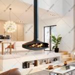 Carbon Steel Hanging Suspended Ceiling Fireplace 600mm 800mm 1000mm for sale