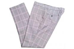 China Male Custom Tailored Suits 2 Piece Light Grey Check Autumn Spring supplier