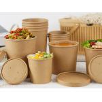 Microwavable Disposable Biodegradable Soup Cups With Paper Lids for sale