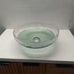 Smooth Finish Glass Vessel Basins With Center Drain Location
