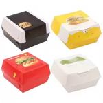 UV Coating Biodegradable Kraft Paper Fast Food Burger Box Takeaway Packaging with Cutomized Sizes and Printing Handling for sale