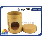 Flat Cap Brown Kraft Paper Packaging Tube Customized Size with Die Cut Window for sale