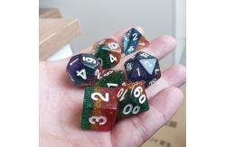 China Shin Golden Powder Rainbow Resin Boarding Dice Set Dragon and Dungeon supplier