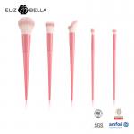 Customizable Face Travel Makeup Brush Set With Plastic Handle And Aluminium Ferrule