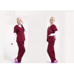 Split Hem Scrubs Medical Uniforms Back Straps With Drawstring Casual Trousers
