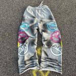 Custom High Quality Heavyweight Cotton Vintage Acid Wash Distressed Ripped Baggy Straight Leg Sweatpants for Men for sale