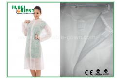 China Economical SMS/Non-Woven Disposable Lab Coats With Knitted Collar And Velcro supplier