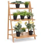 Wooden Flower Plant Stand Display Shelf Ladder 3-Tier Foldable Organizer Outdoor for sale