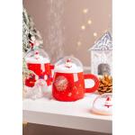 500ml 16oz BPA Free Lid Holiday Snow Globe Coffee Mug Custom Ceramic Mugs With Santa And Christmas Tree Design Comfortable Handle Microwave Safe for sale