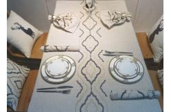 China Country Style Geometric Decorative Table Cloths Embroidered Linen Cotton Material supplier