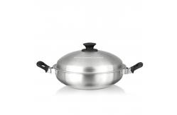 China 36cm External Diameter 304# Stainless Steel Woks With Two Handle supplier