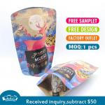 CMYK Printed 70g Kraft Paper Laminated Bags Zipper Top Resealable Stand Up Pouches for sale