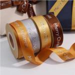 Polyester Satin Ribbon 3D Embossed Printed Recycled Gossgrain Food Crafts Bag Packaging Custom Logo for sale