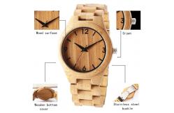 China Top Gift Natural Bamboo Wooden Watch Men Wood Band Wooden Clock Male hour supplier