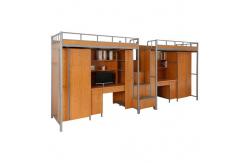 China KD structure Double Layer Metal Bunk Bed Frame With Desk supplier