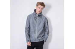 China Mid Length Waterproof Mens Reflective Jacket With Hood Long Fishtail Style supplier