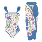 Fringed Bikini Three Piece Swimwear Ladies Flash Cloth 3 Piece Swimming Suit flower printing  nylon material for sale