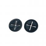 Custom 3D Round Black Cross Hole Silicone Rubber Soft PVC Headphone Hole Label for sale