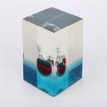 Personalized Transparent Square Paper Weight , Liquid Filled Paperweight for sale