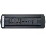 Black Color Conference Table Cable Management Box Universal Power Port With Photoelectric Lock for sale