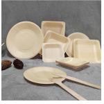 Square Wooden Biodegradable Disposable Tableware Compostable For Wedding for sale
