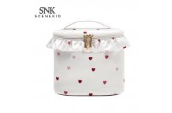 China Plain Round Cylinder Bucket Portable Custom Cosmetic Bag supplier