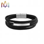 Hypoallergenic 65MM Engraved Mens Leather Bracelets for sale