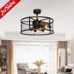 Downrod Mount Remote Control Cage Ceiling Fan 20in With Light