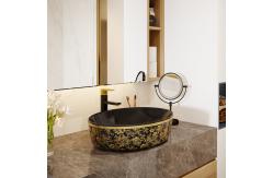 China Gold Electroplate Art Sanitary Ware Basin Table Top Round Shape supplier