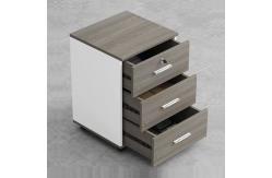 China Grey Office Wooden Filing Cabinets 3 Drawer Movable File Cabinet With Wheels supplier