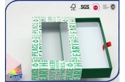 China Green Customized Rectangle Drawer Paper Box 4C Printed Rigid Cardboard With Silk Ribbon supplier