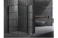 China Stylish Square Shower Enclosures With Printing Glass And Black Frame supplier