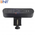 Modern office power data connection box clamp on tabletop socket with double usb