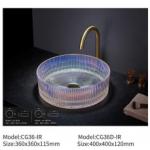 Modern Italian Style Artistic Design Exquisite Diamond Embossed Crystal Clear Glass Bathroom Basin Polished Hotel Application for sale