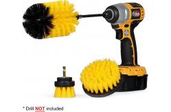 China Yellow Power Scrubber Drill Brush 3 Piece Kit For Cleaning supplier