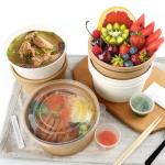 Takeaway Custom Disposable Soup Salad Kraft Paper Bowl Biodegradable 40oz for sale