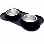 Silicone Pet Dog Stainless Steel Cat Bowl Meal Pad Portable for sale