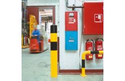 China 1.2m Yellow Steel Pipe Safety Bollard Black Bull XL Warehouse Bollards supplier