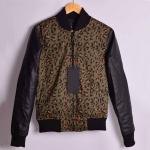 Professional Leopard Baseball Jacket , Plus Size Baseball Jacket Leather Sleeve for sale