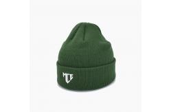 China OEM Unique Green Knit Beanie Hats With Embroidery Pattern supplier