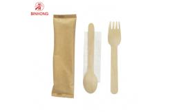 China Custom Disposable Wooden Kitchen Spoon Knife Fork Set Wooden Flatware Set supplier